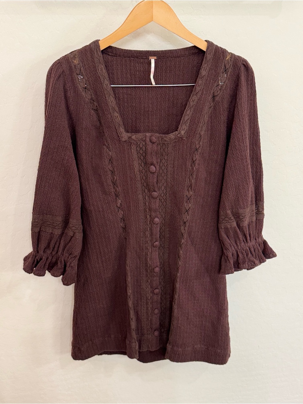 Free People Mini Dress in Deep Brown